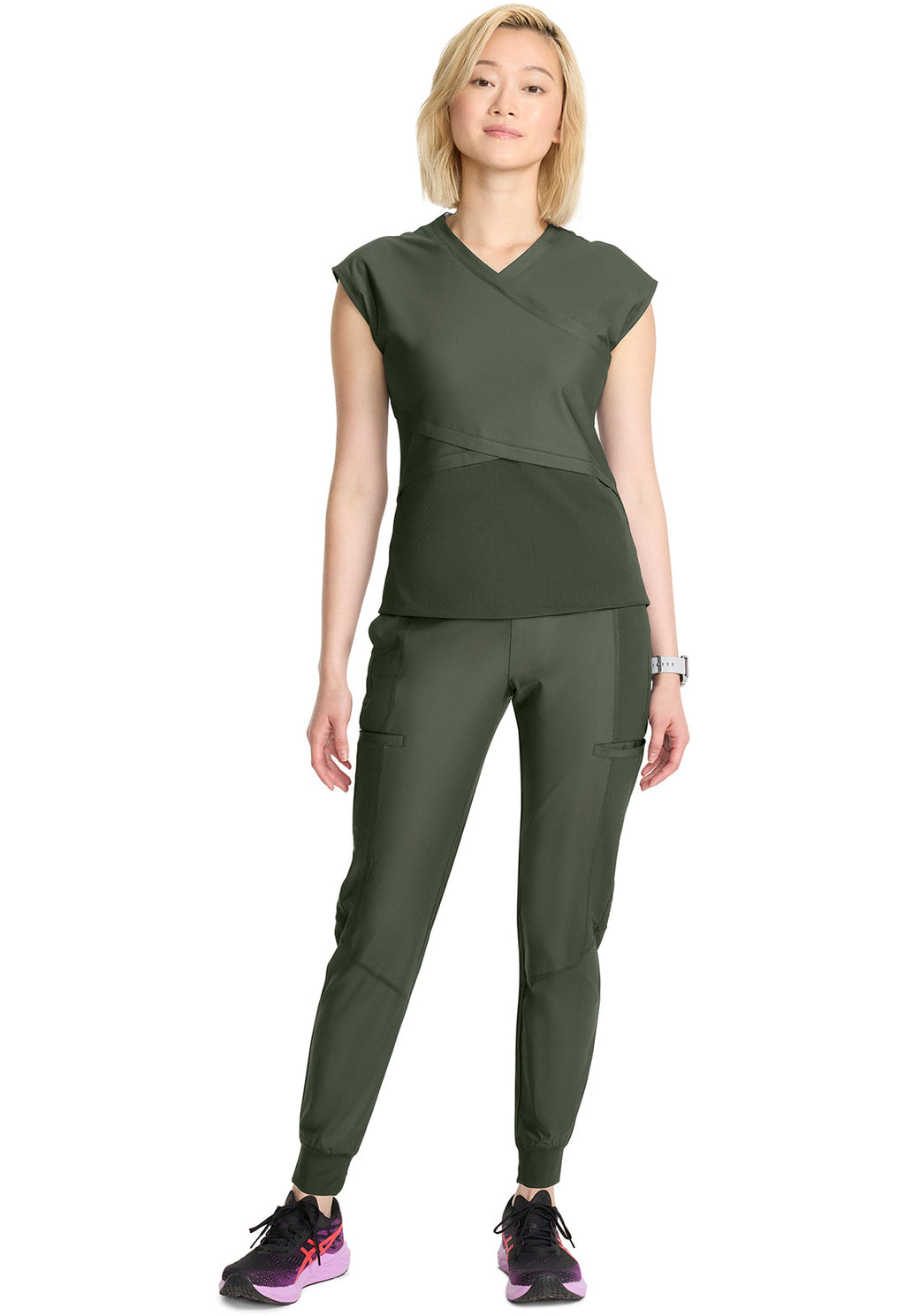 Kinetic IN645A Women's Wrap Dolman V-Neck Top Sap Green Image