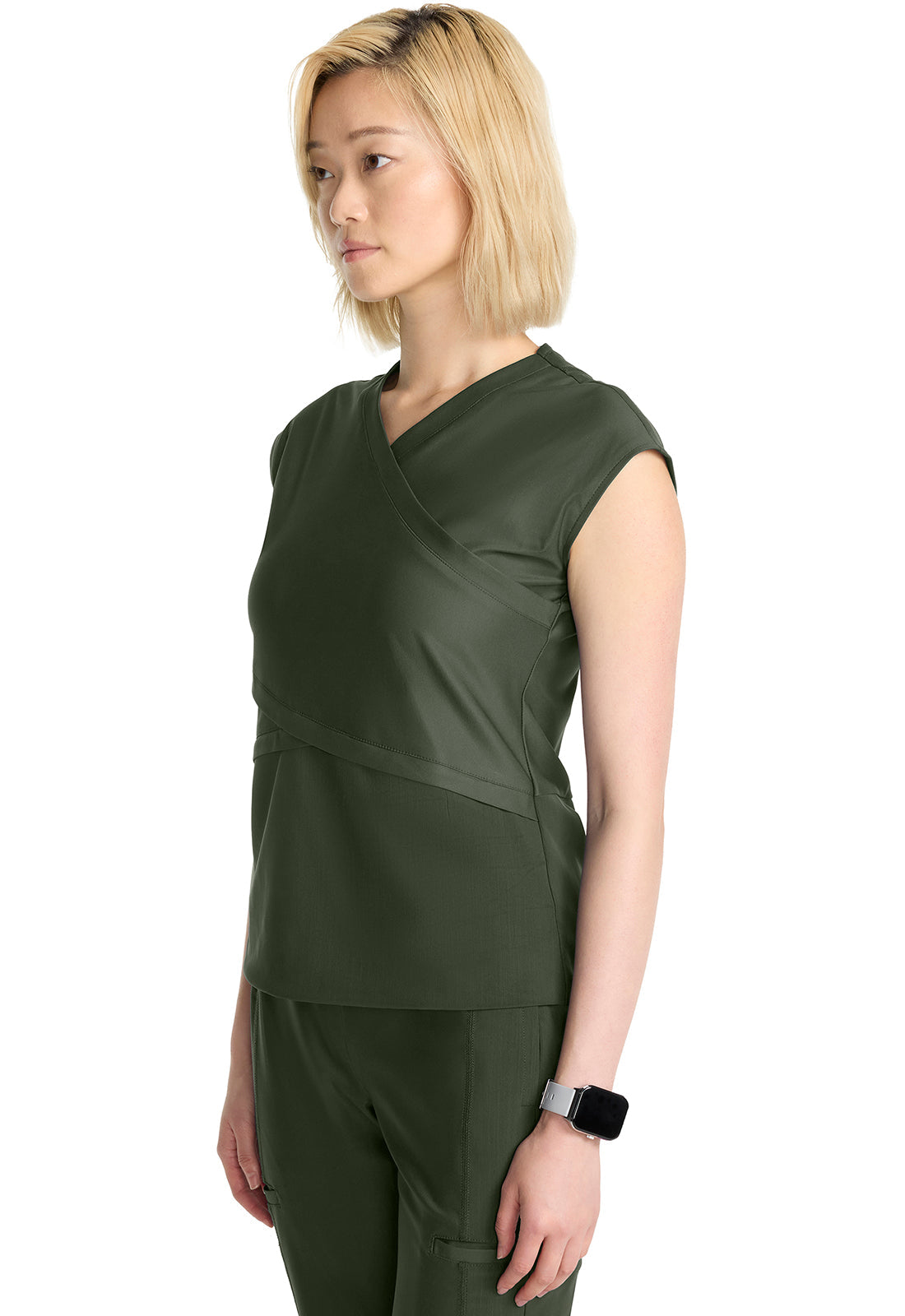 Kinetic IN645A Women's Wrap Dolman V-Neck Top Sap Green Image