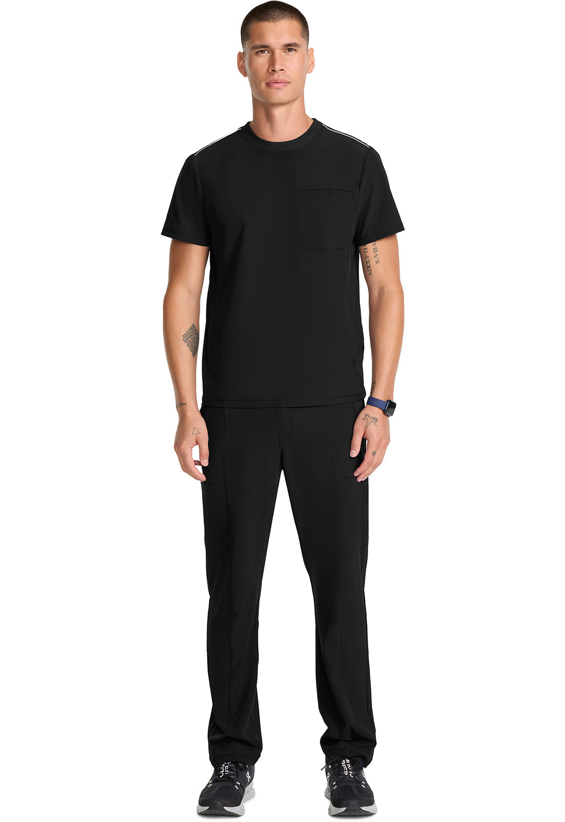 GNR8 IN646A Men's Tuck-in Crew Neck Top Black