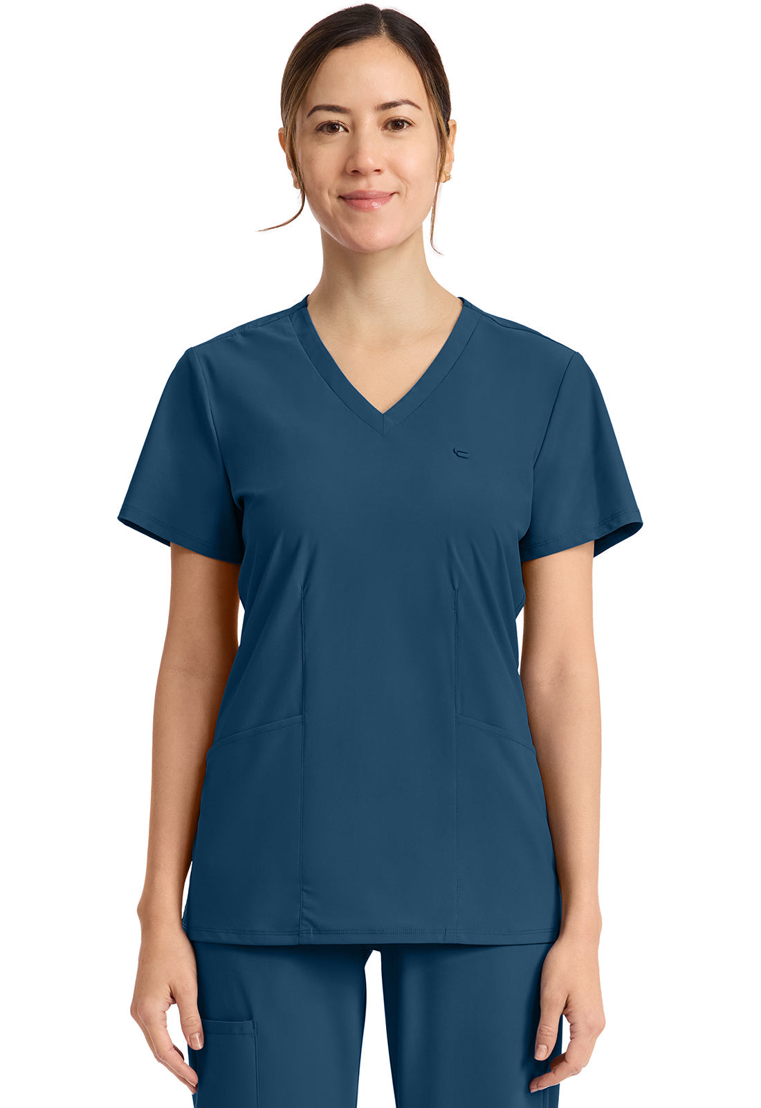 Pursuit IN647A Women's 2-Pocket V-Neck Top Caribbean Blue