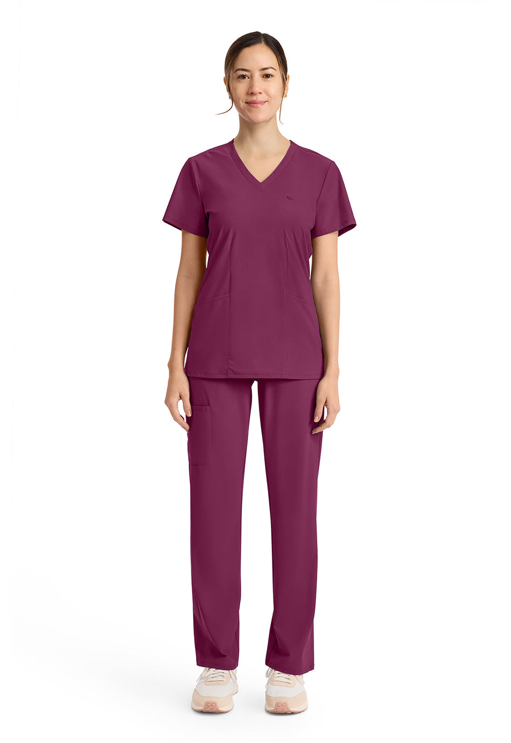 Pursuit IN647A Women's 2-Pocket V-Neck Top Wine