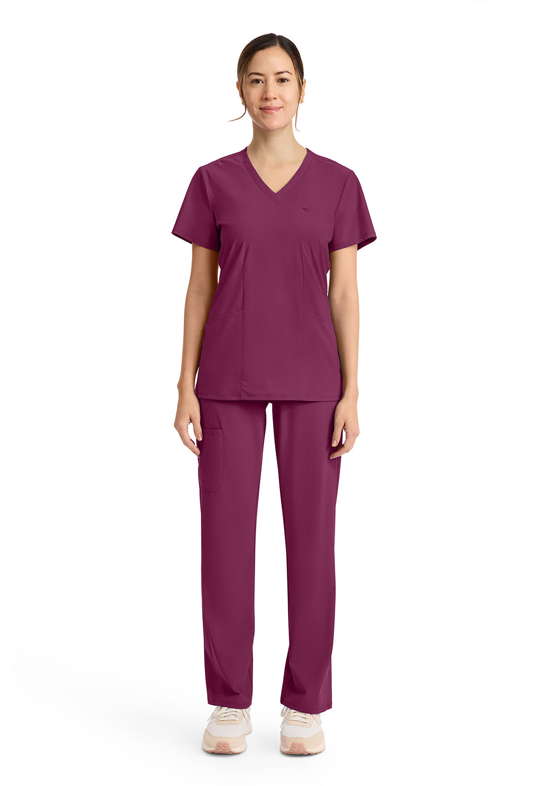 Pursuit IN647A Women's 2-Pocket V-Neck Top Wine