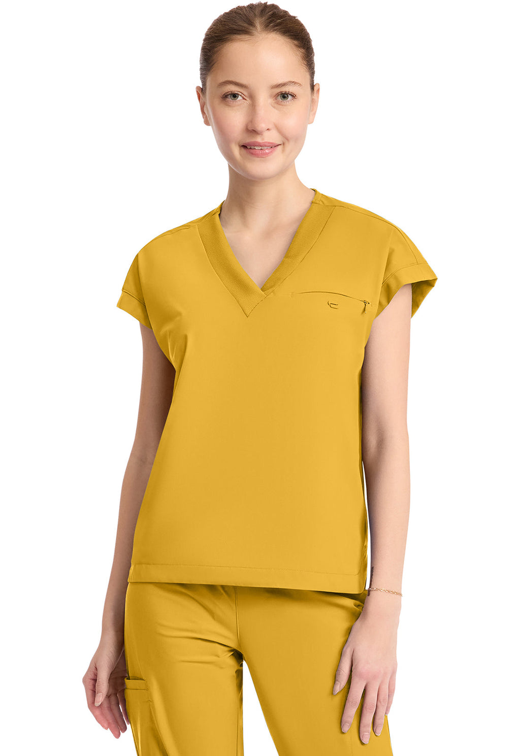 Pursuit IN650A Women's 1-Pocket V-Neck Top Butterscotch
