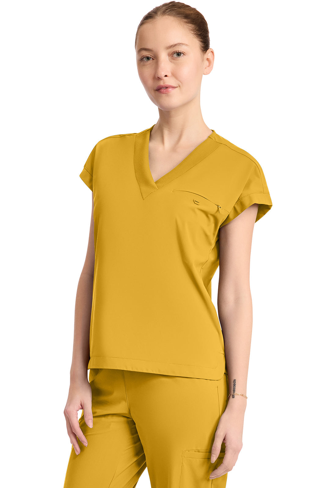 Pursuit IN650A Women's 1-Pocket V-Neck Top Butterscotch