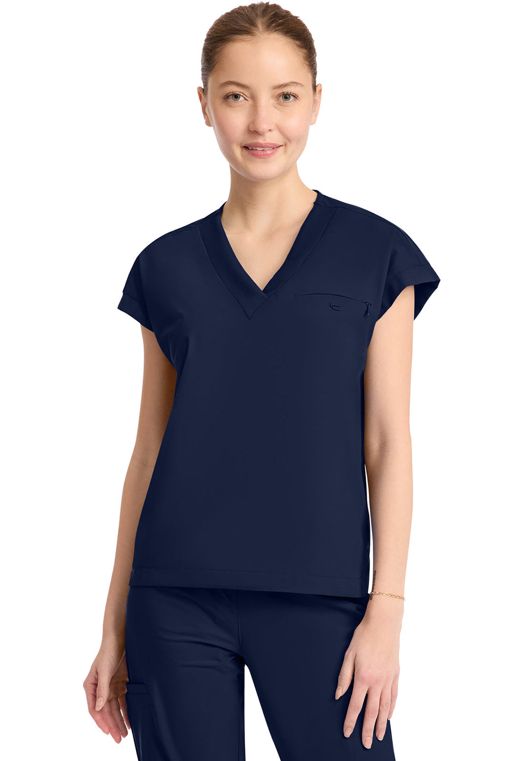 Pursuit IN650A Women's 1-Pocket V-Neck Top Navy
