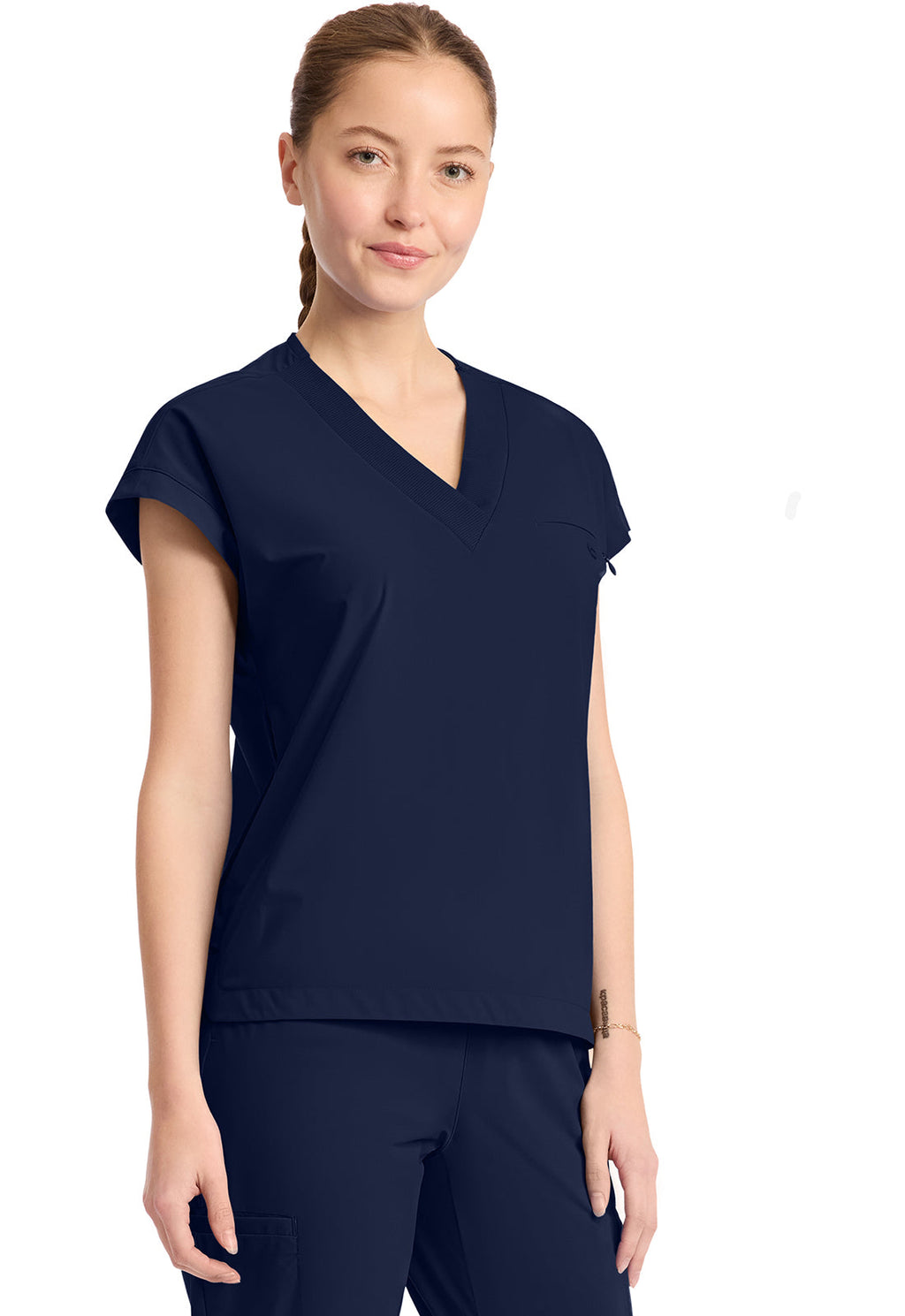 Pursuit IN650A Women's 1-Pocket V-Neck Top Navy