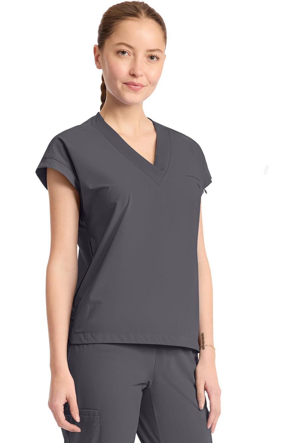Pursuit IN650A Women's 1-Pocket V-Neck Top Pewter