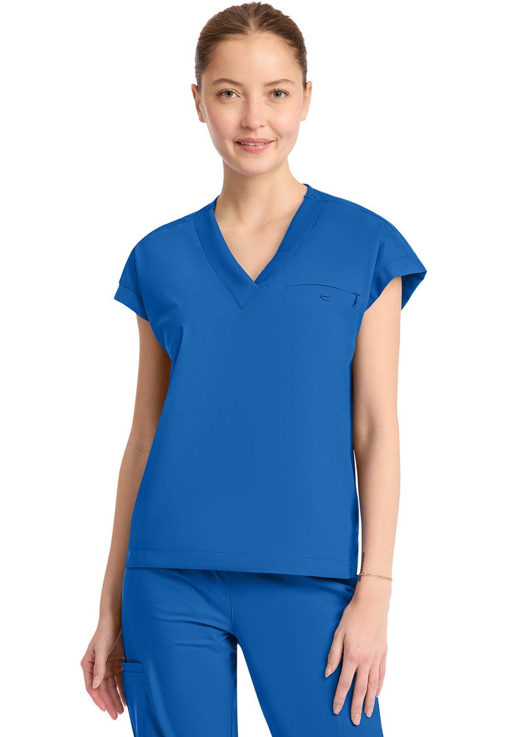Pursuit IN650A Women's 1-Pocket V-Neck Top Royal