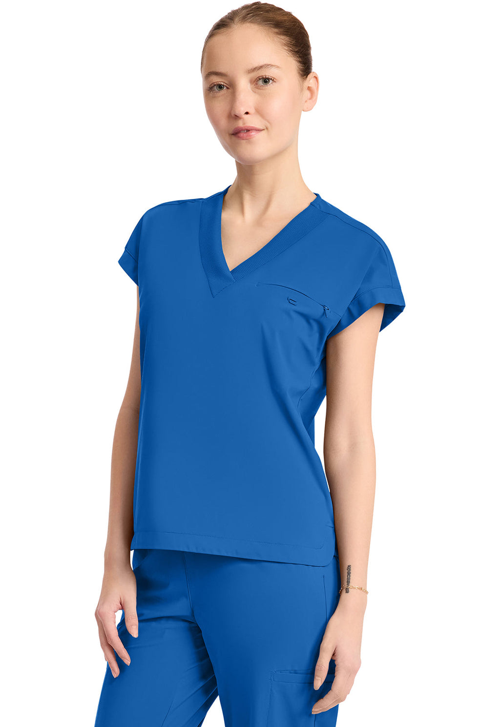 Pursuit IN650A Women's 1-Pocket V-Neck Top Royal