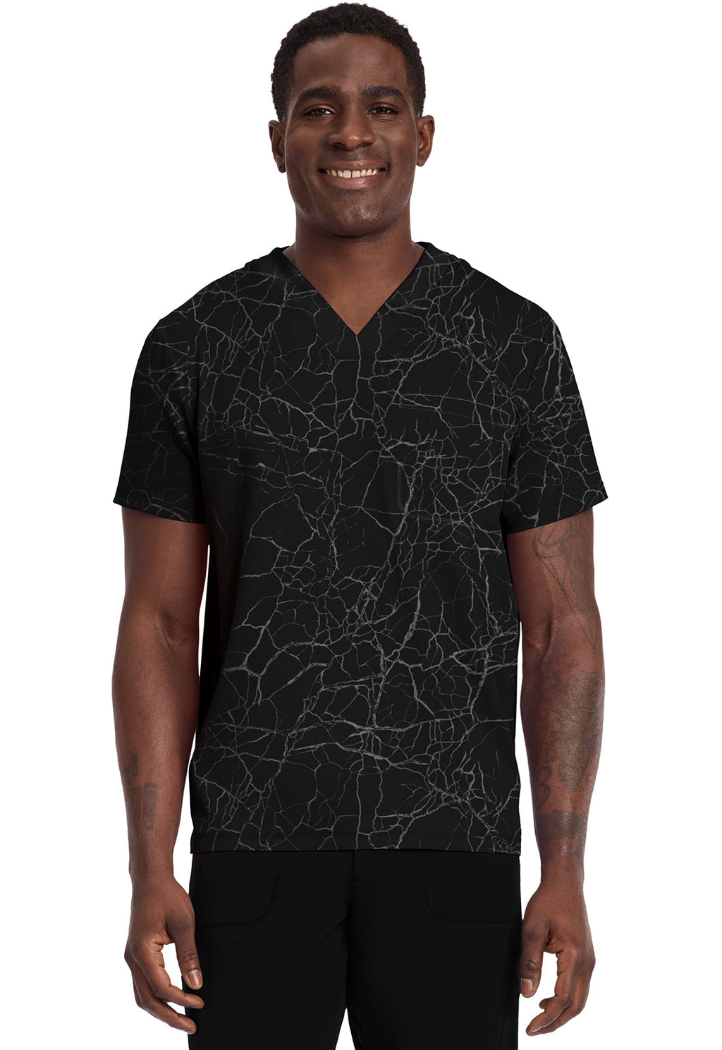 GNR8 IN701 V-Neck Printed Top Crackle Black