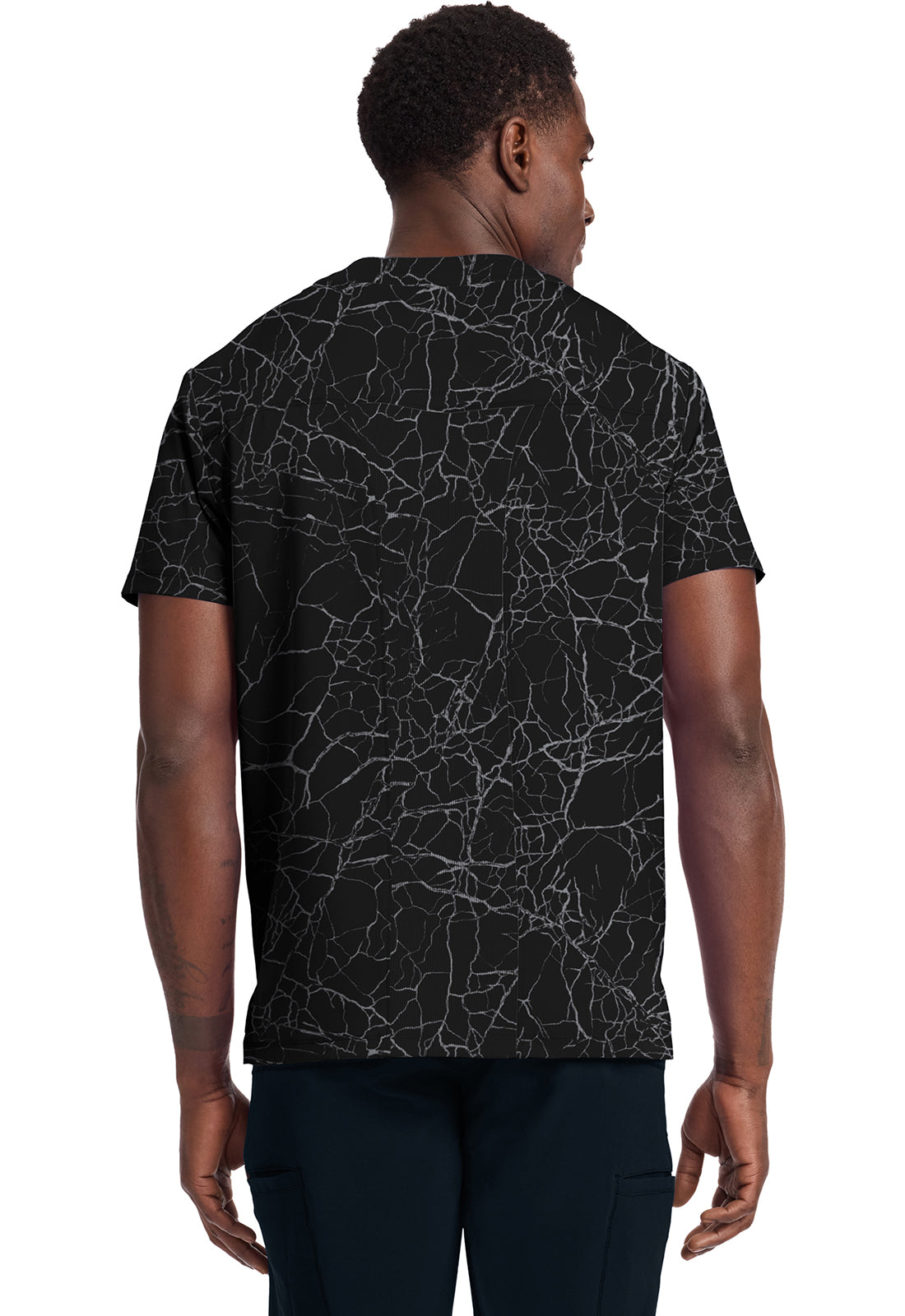 GNR8 IN701 V-Neck Printed Top Crackle Black