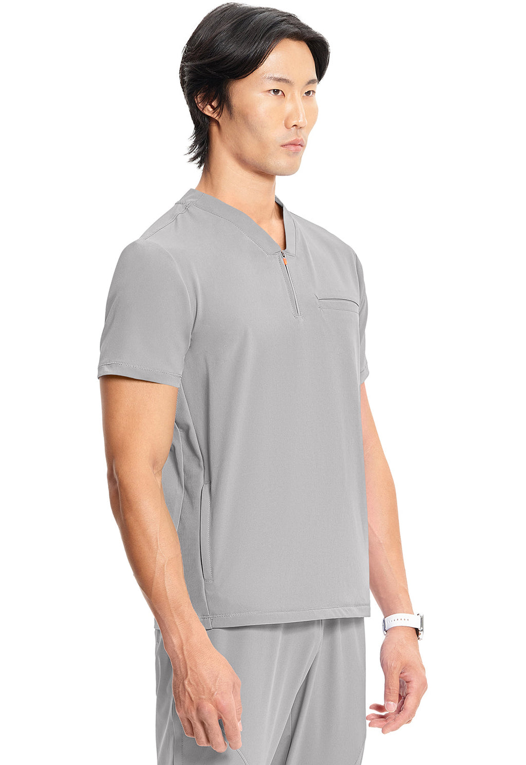 GNR8 IN702A Men's Partial Zip V-Neck Top Vapor Model Image Left Side | Infinity