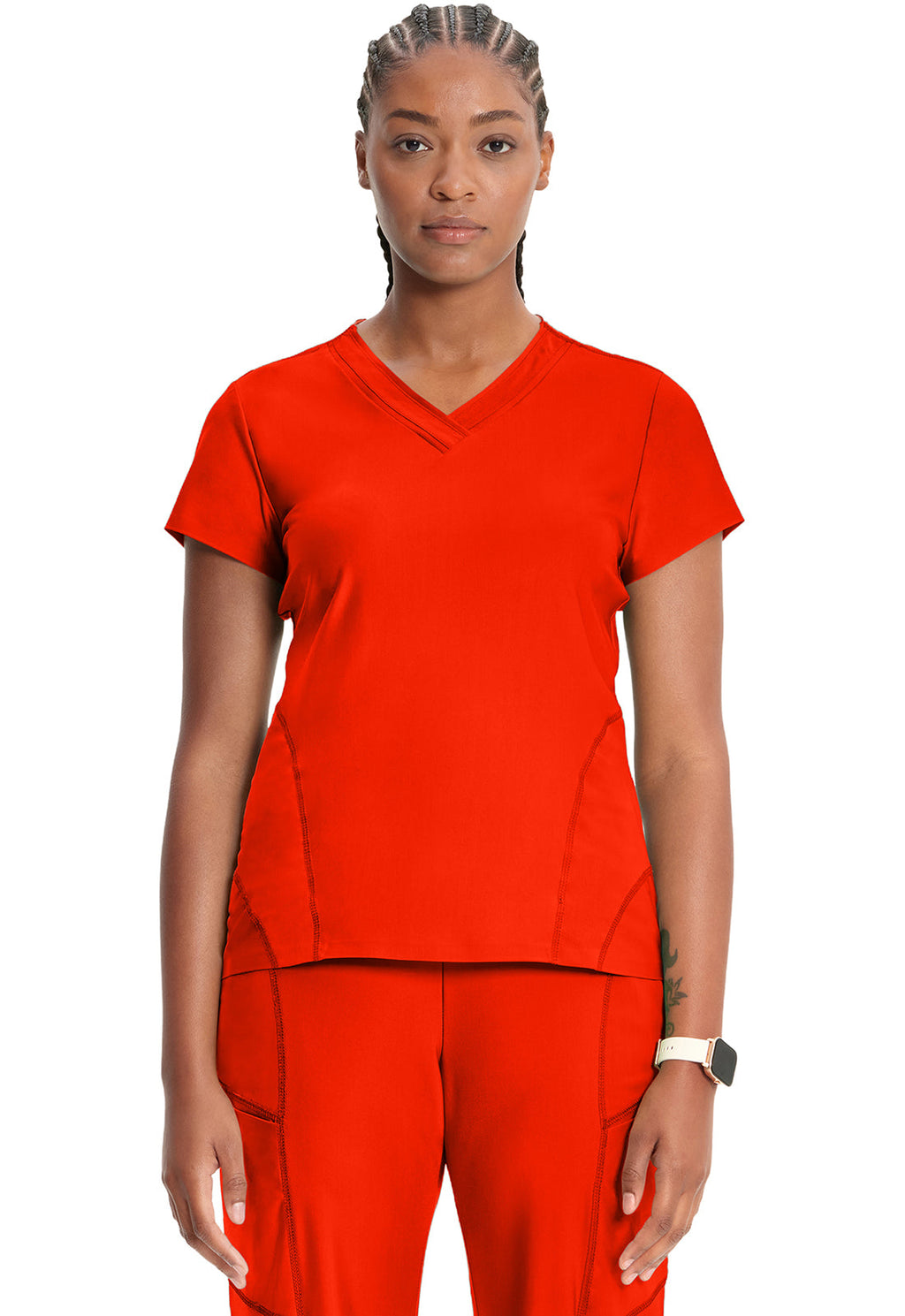 Kinetic IN706A Knit V-Neck Top Vivid Orange Image
