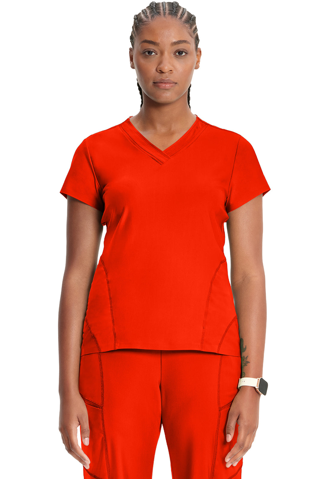 Kinetic IN706A Knit V-Neck Top Vivid Orange Image