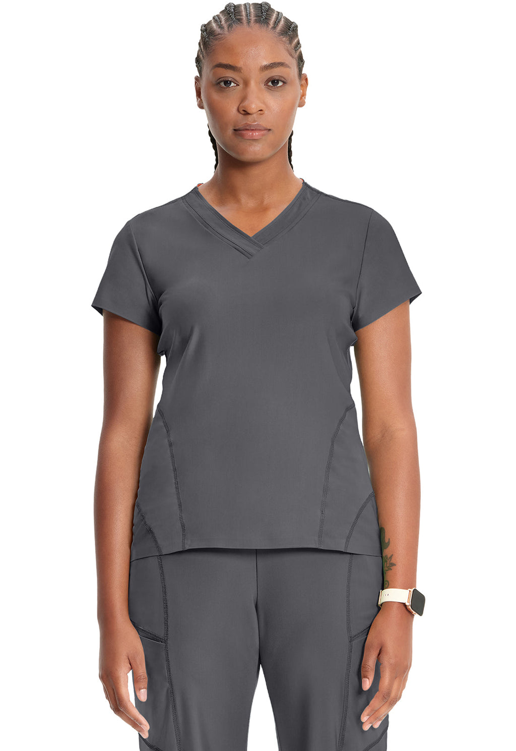 GNR8 Kinetic  IN706A Knit V-Neck Top Pewter