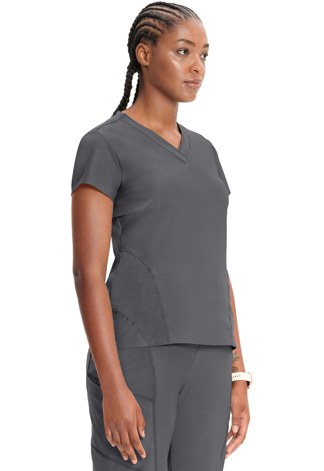 GNR8 Kinetic  IN706A Knit V-Neck Top Pewter