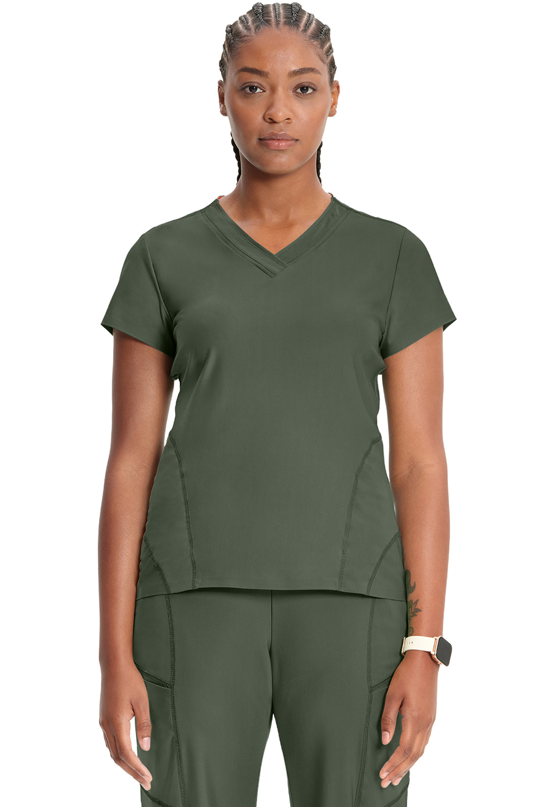 Kinetic IN706A Knit V-Neck Top Sap Green Image