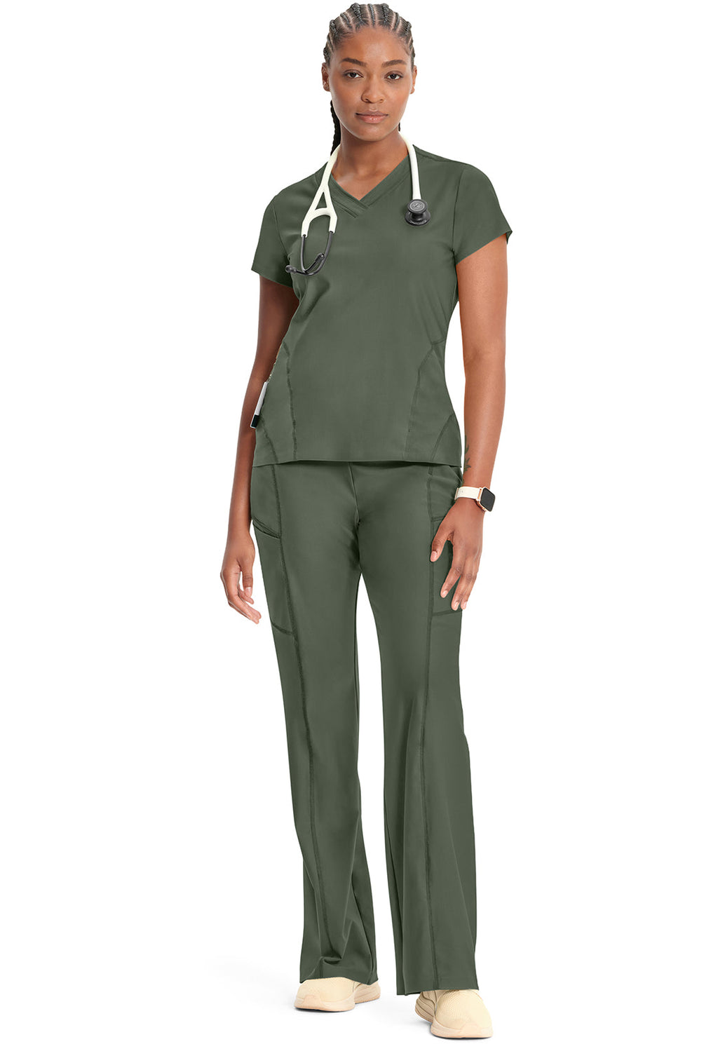 Kinetic IN706A Knit V-Neck Top Sap Green Image