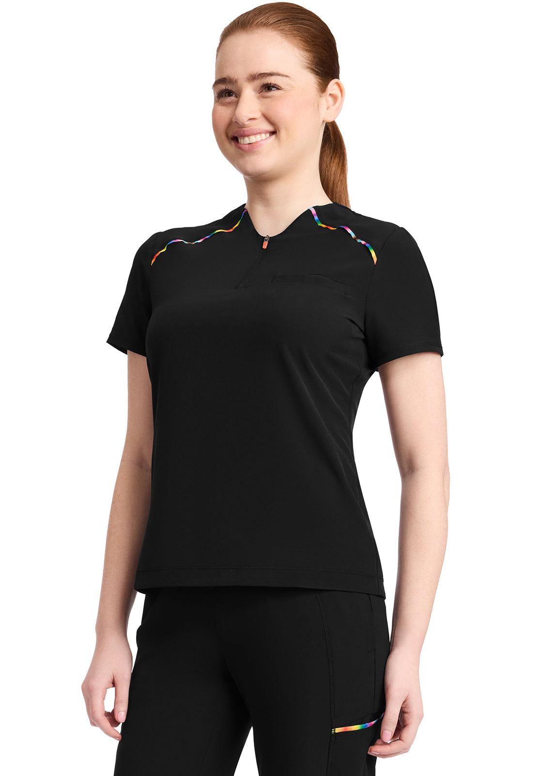 GNR8 Pride IN744A ZIP HENLEY TOP Black