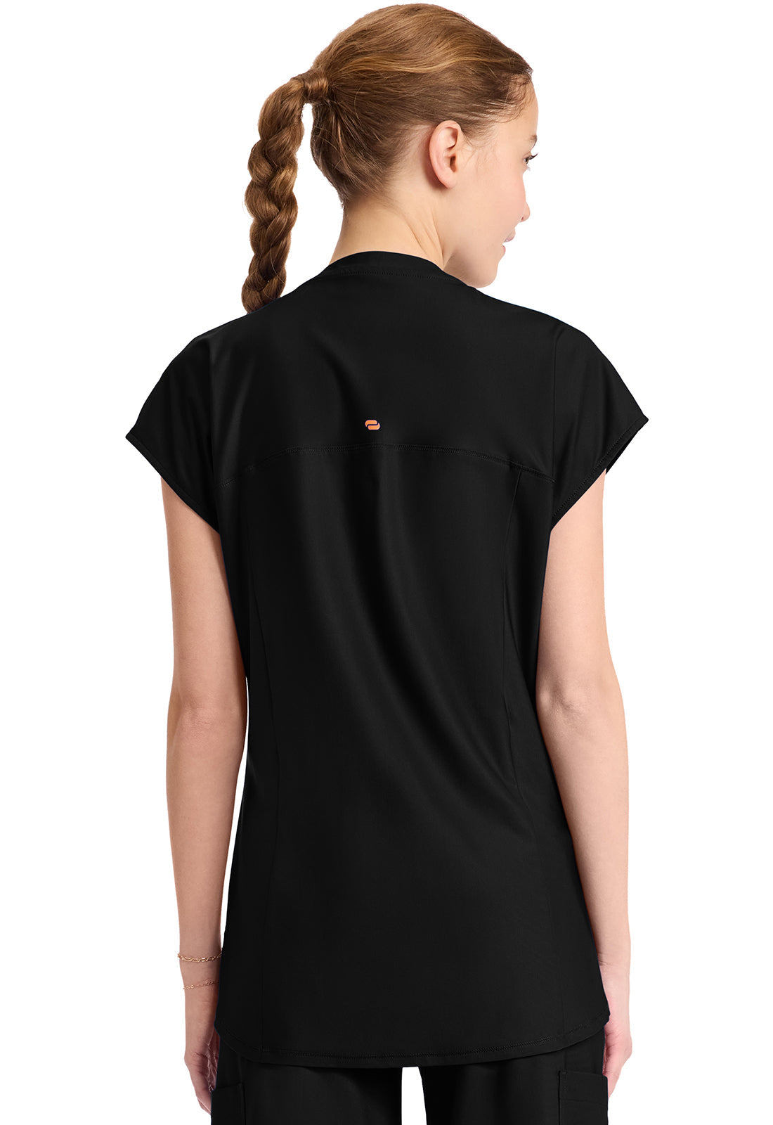 Kinetic IN811A Women's 2-Pocket Henley Tunic Top Black