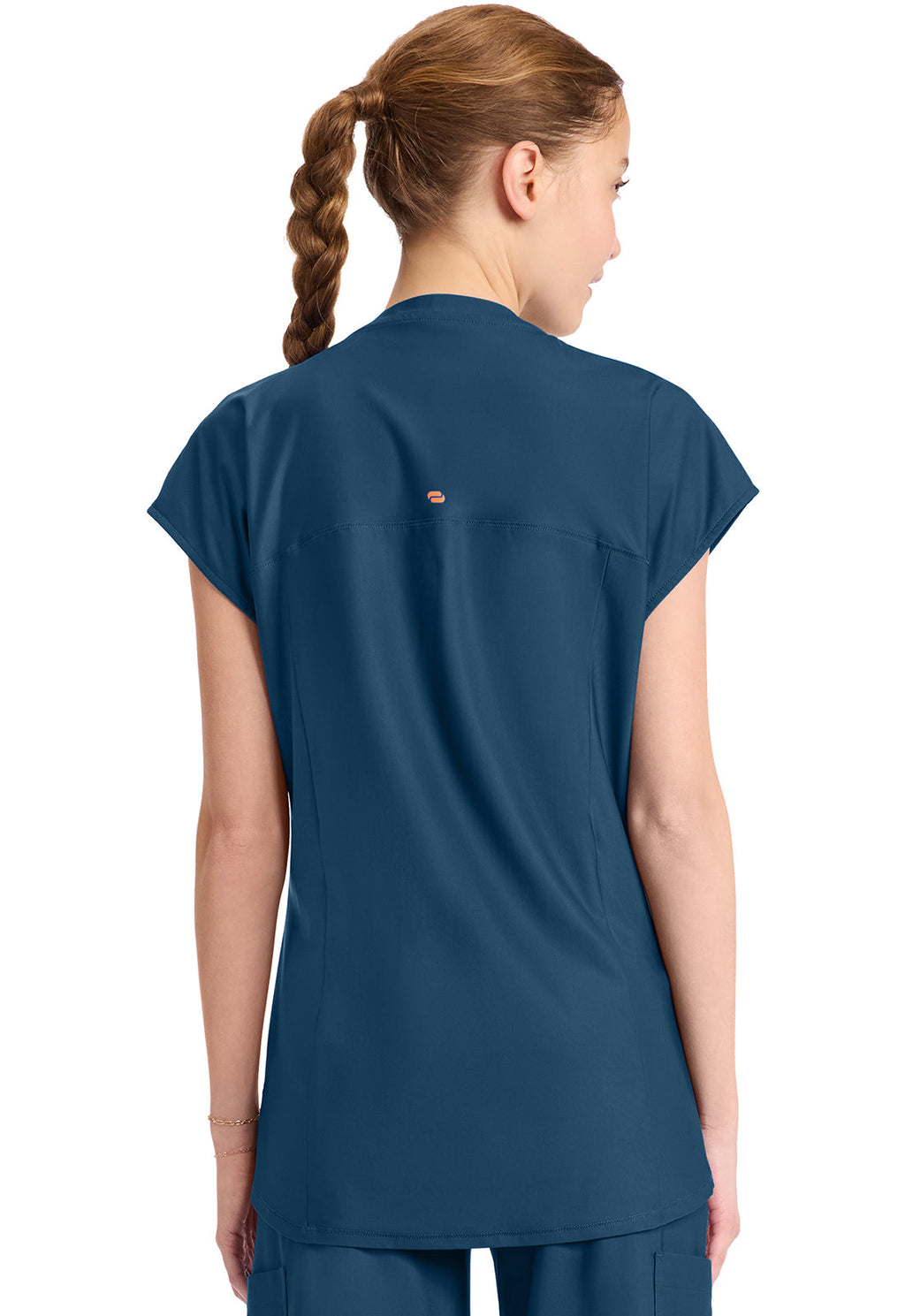 Kinetic IN811A Women's 2-Pocket Henley Tunic Top Caribbean Blue