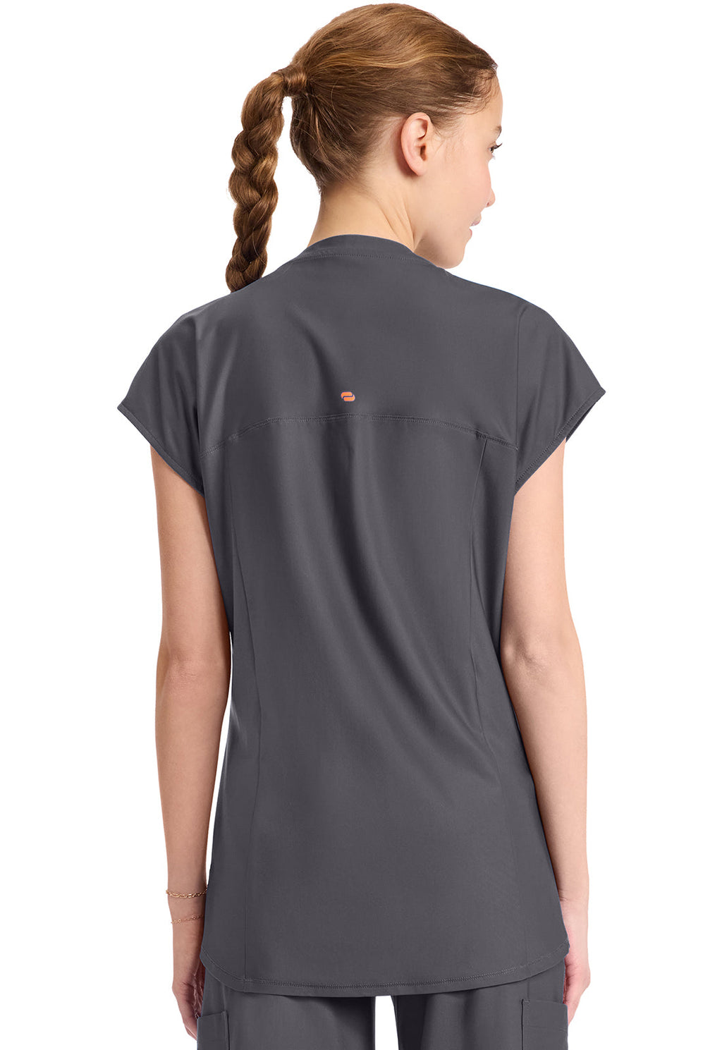 Kinetic IN811A Women's 2-Pocket Henley Tunic Top Pewter