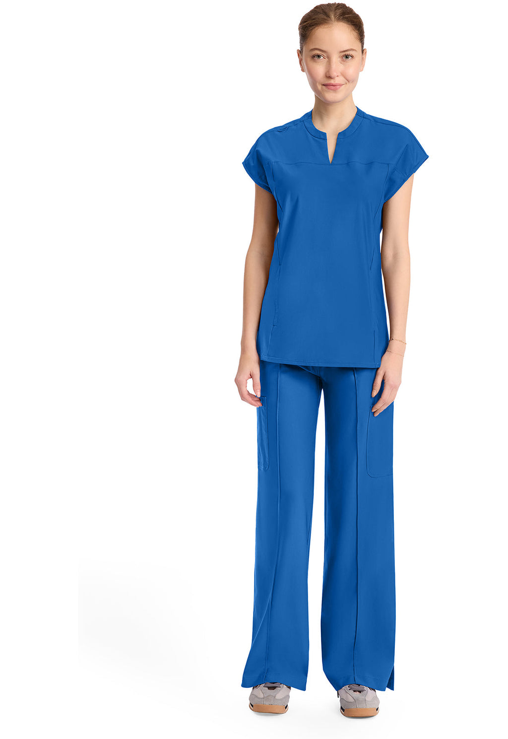 Kinetic IN811A Women's 2-Pocket Henley Tunic Top Royal