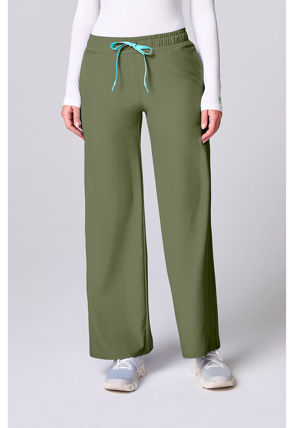Insight MC00009 Women's Wide Leg Pintuck Scrub Pants Olive