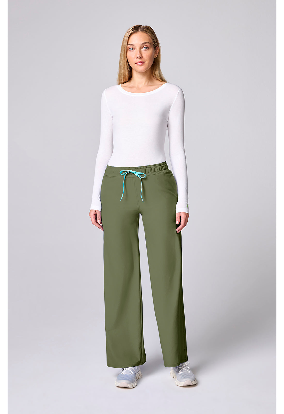 Insight MC00009 Women's Wide Leg Pintuck Scrub Pants Olive