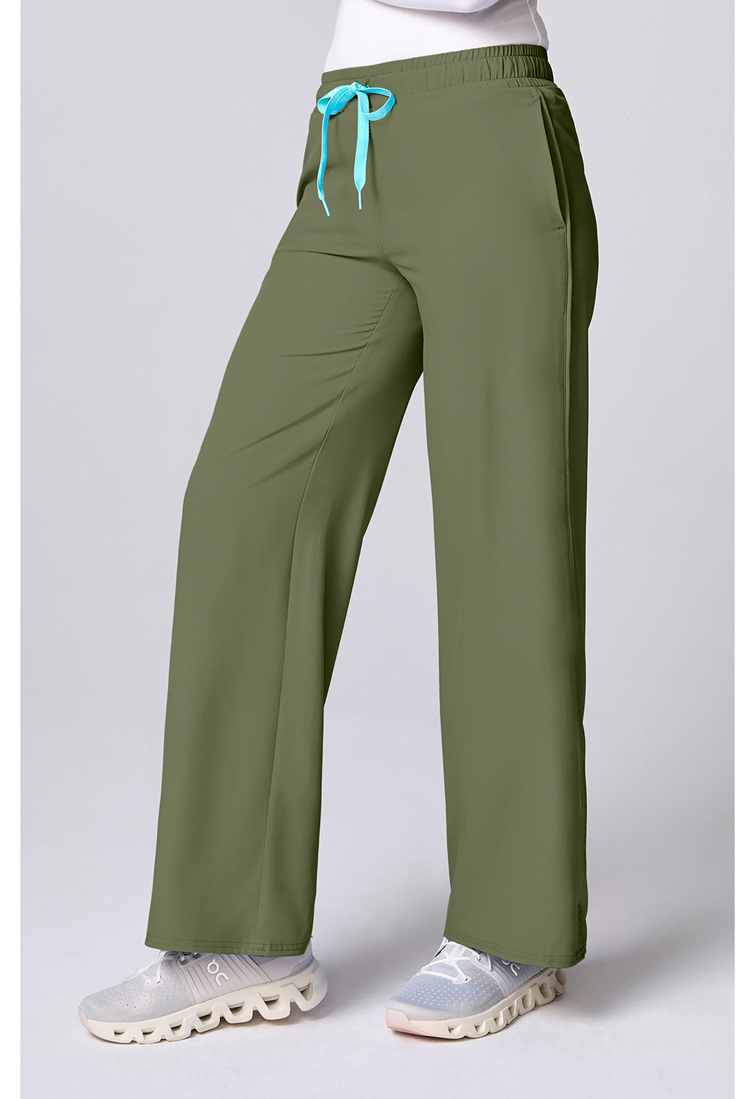 Insight MC00009 Women's Wide Leg Pintuck Scrub Pants Olive