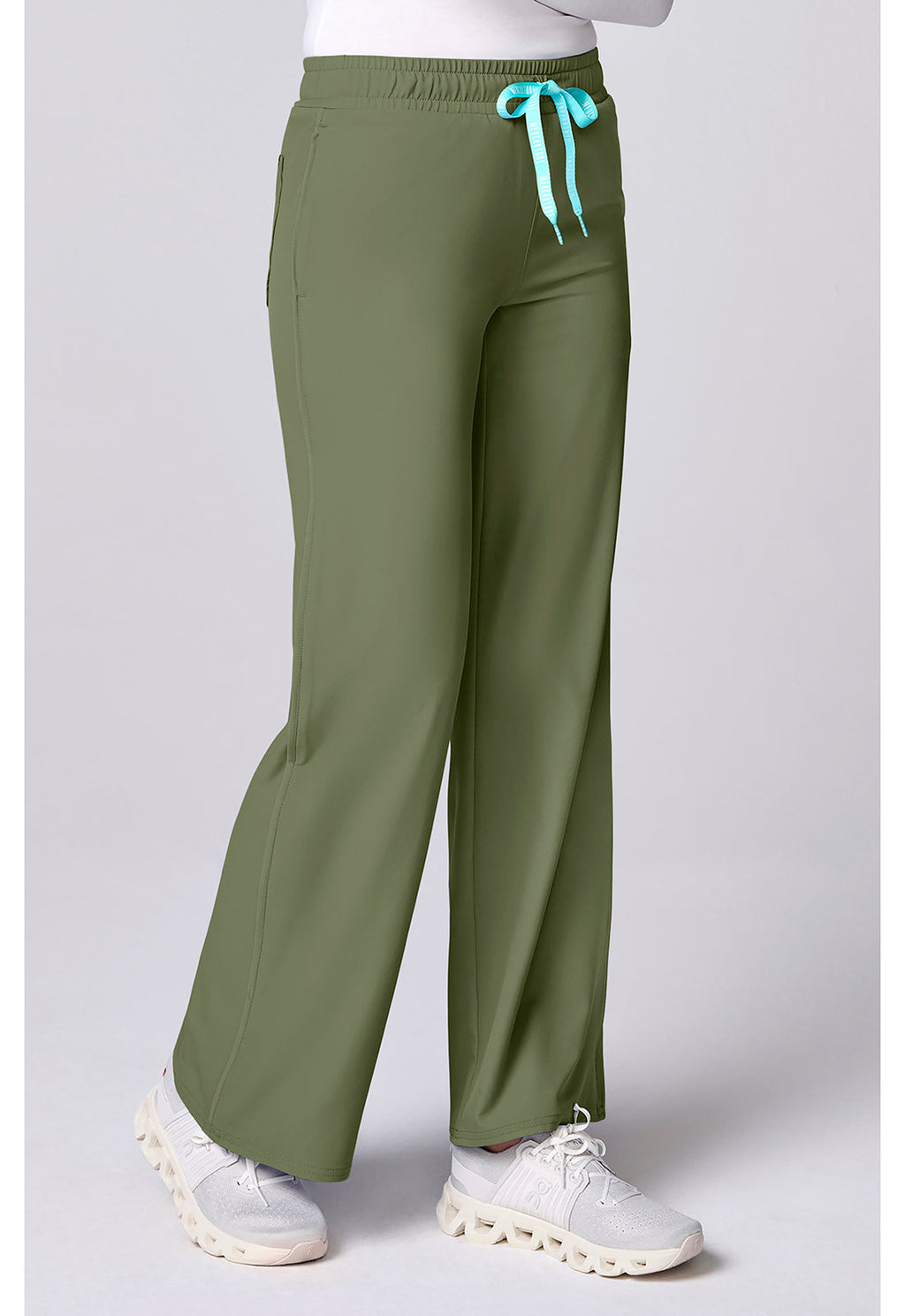 Insight MC00009 Women's Wide Leg Pintuck Scrub Pants Olive