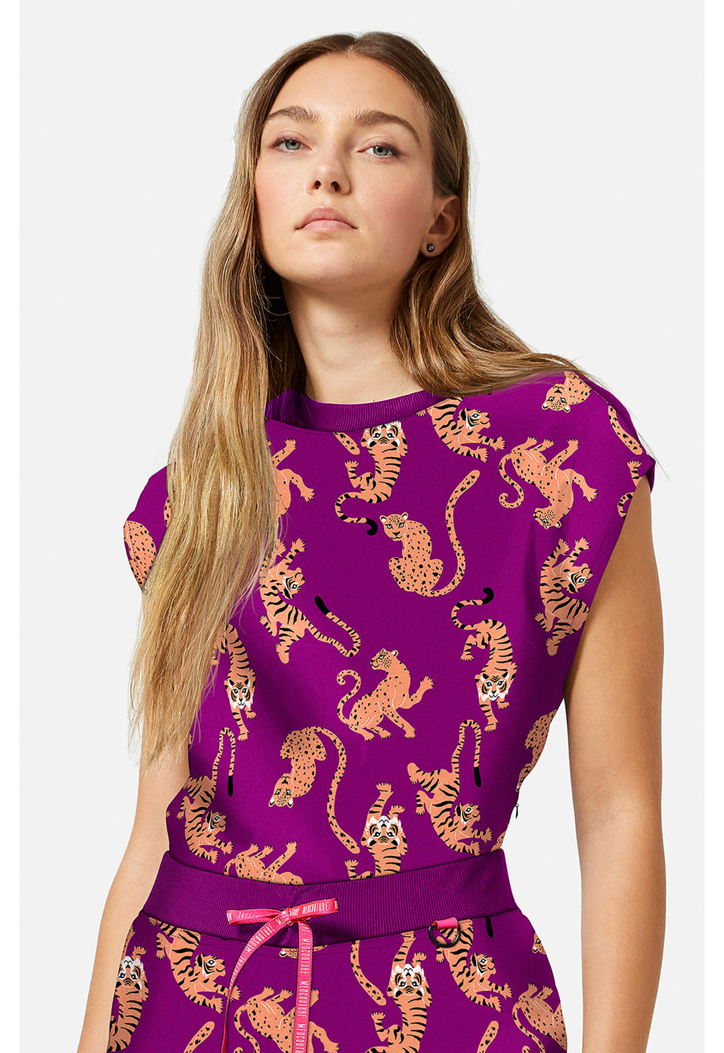 Amp MC00015 Women's Printed Dolman Scrub Top Into The Wild