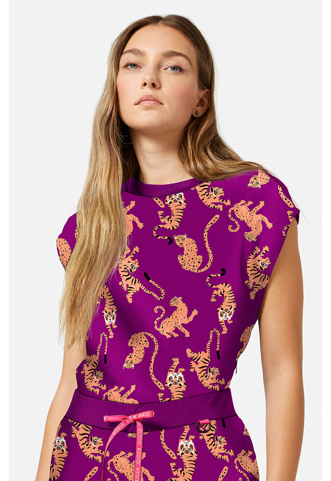 Amp MC00015 Women's Printed Dolman Scrub Top Into The Wild