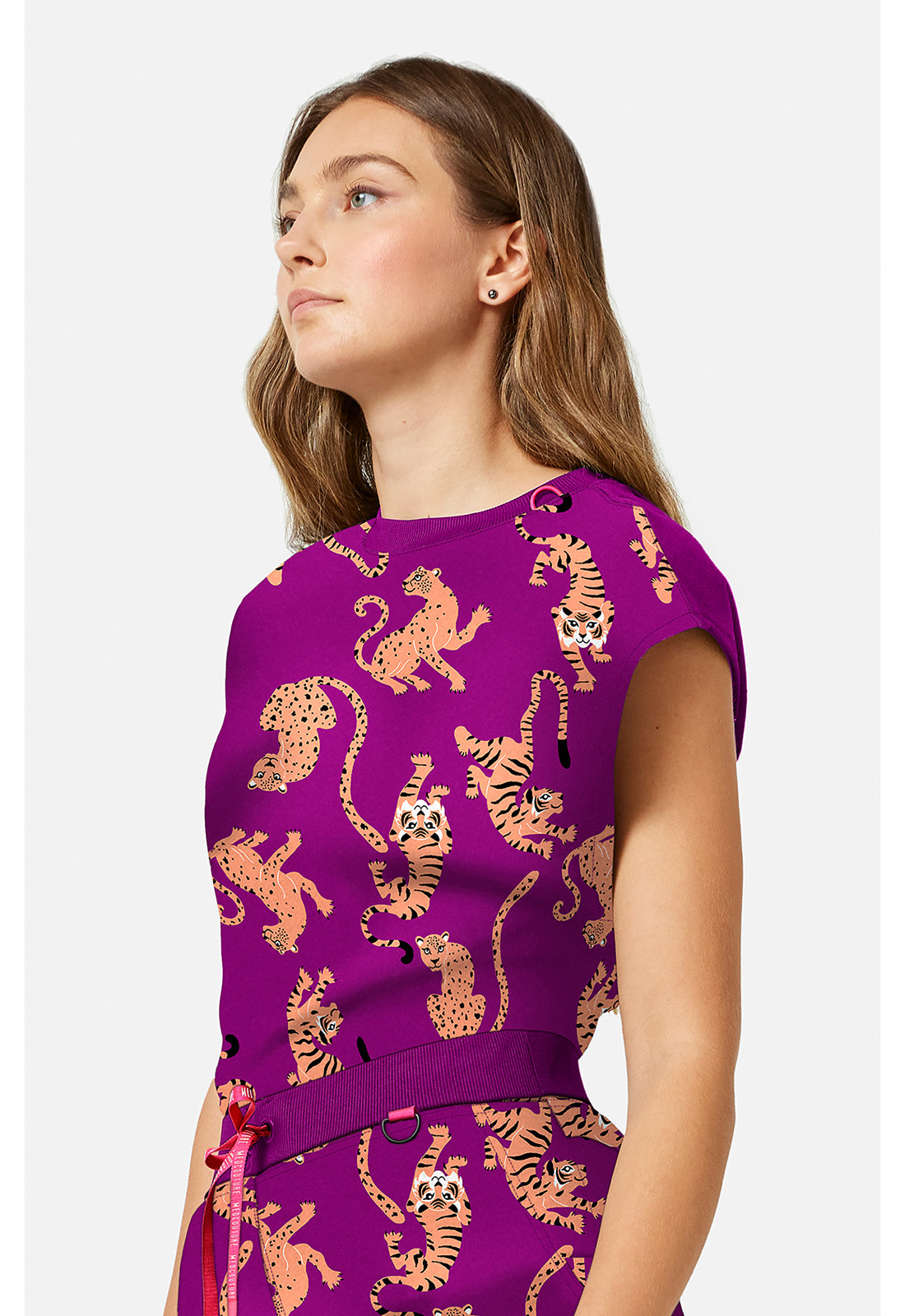 Amp MC00015 Women's Printed Dolman Scrub Top Into The Wild