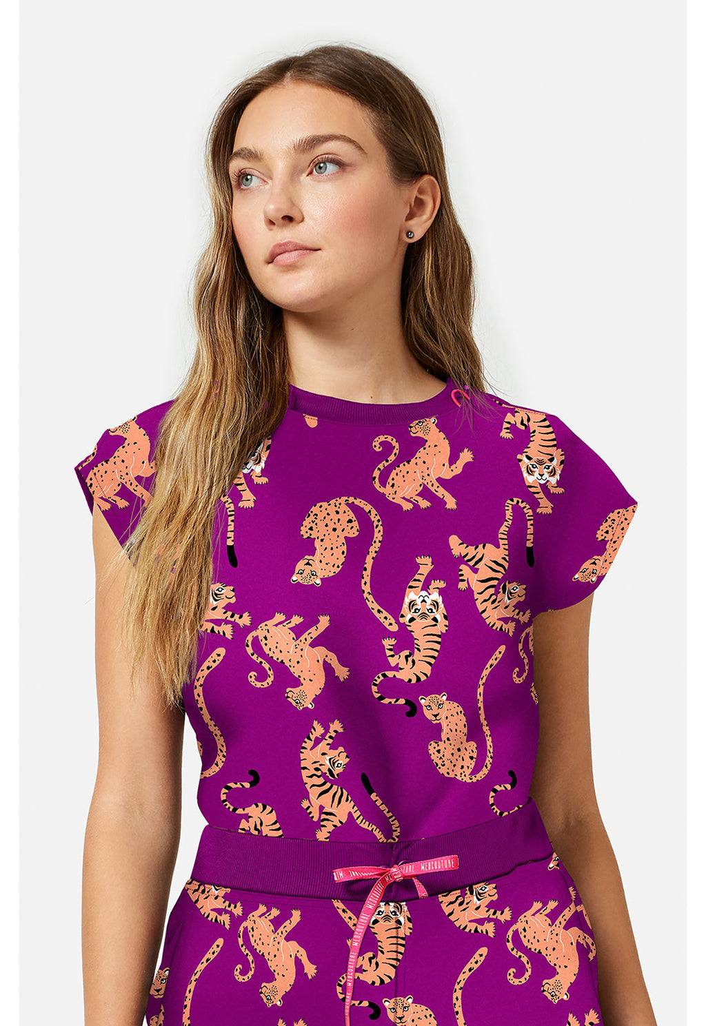 Amp MC00015 Women's Printed Dolman Scrub Top Into The Wild