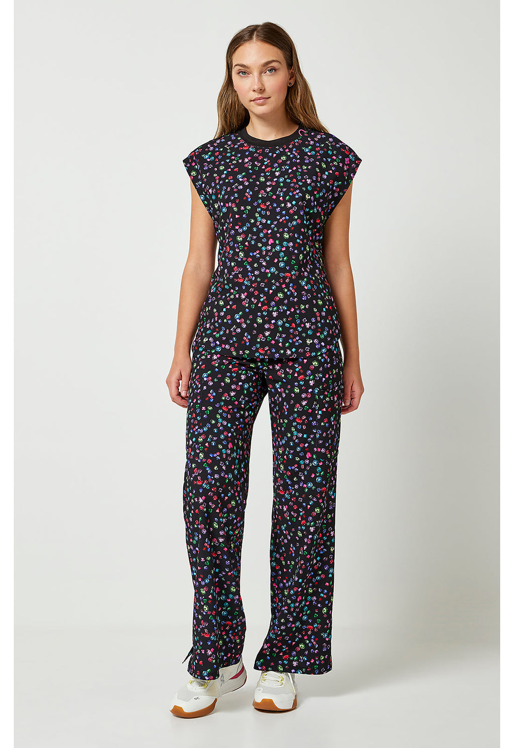 Amp MC00015 Women's Printed Dolman Scrub Top Sparkling Jewels