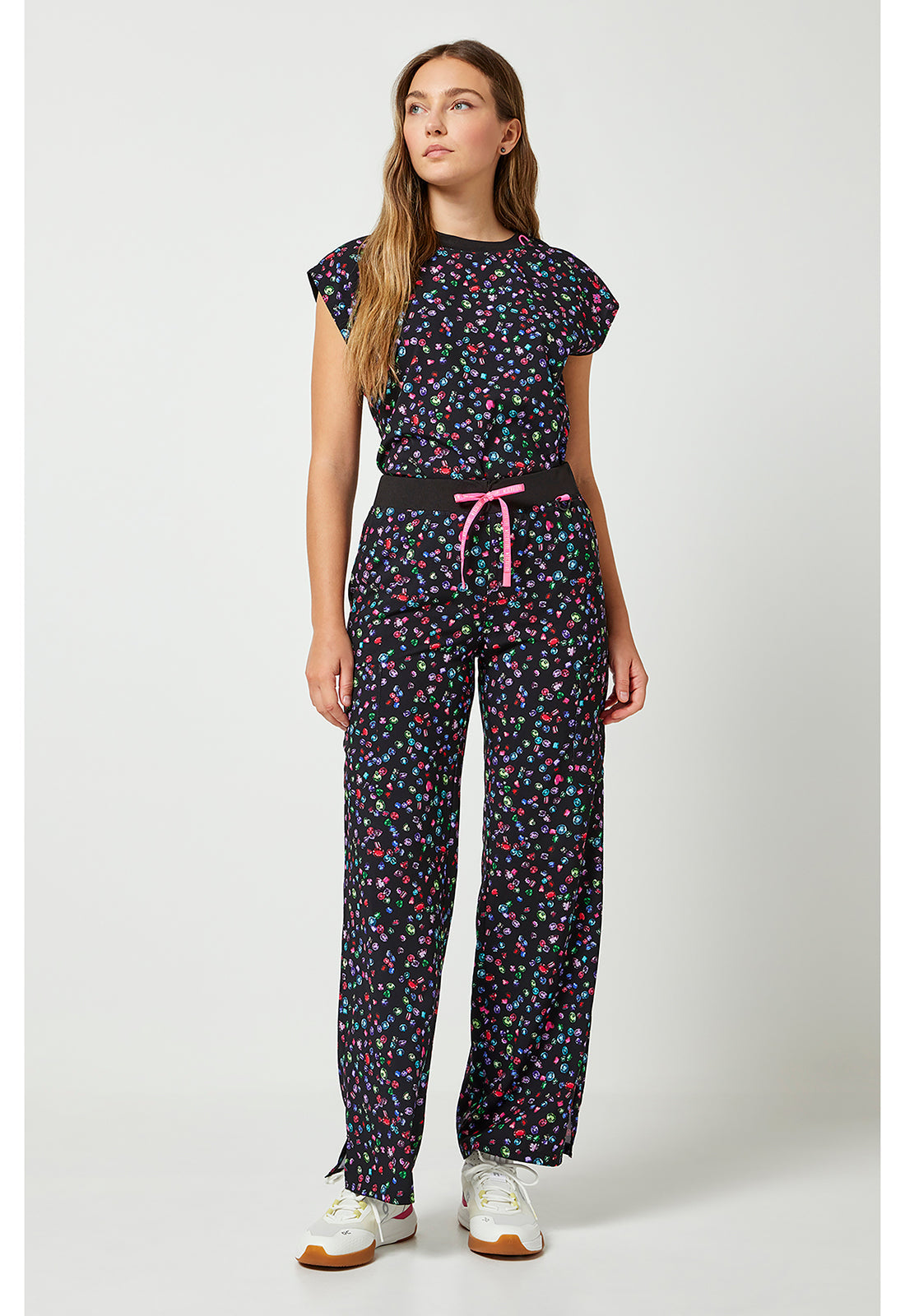 Amp MC00016 Women's Wide Leg Scrub Pants Sparkling Jewels