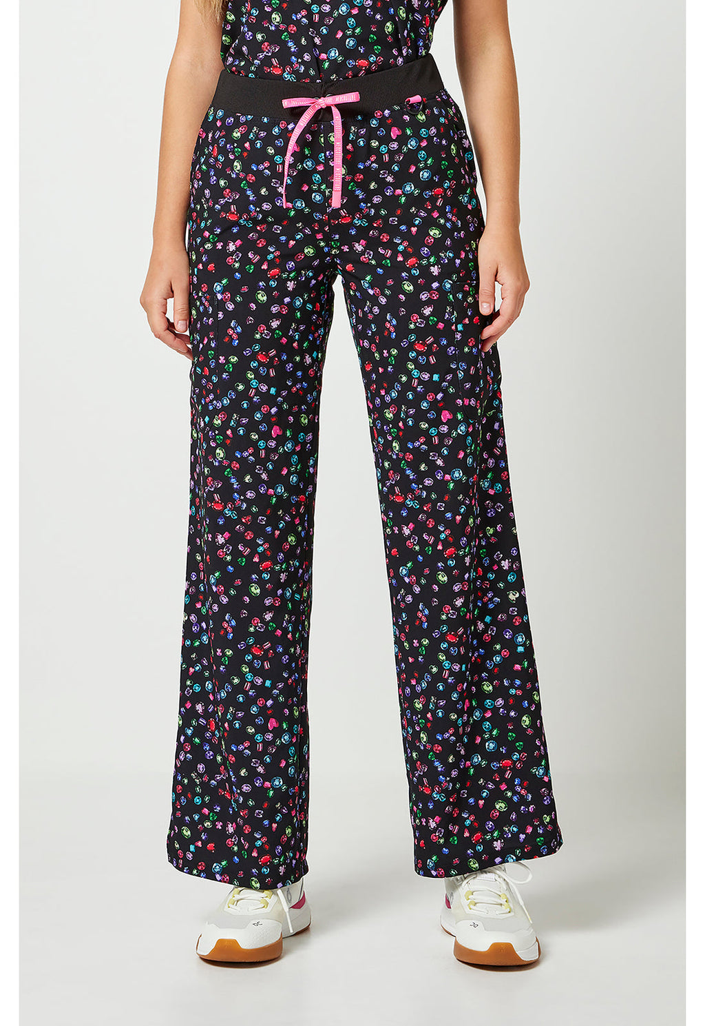 Amp MC00016 Women's Wide Leg Scrub Pants Sparkling Jewels