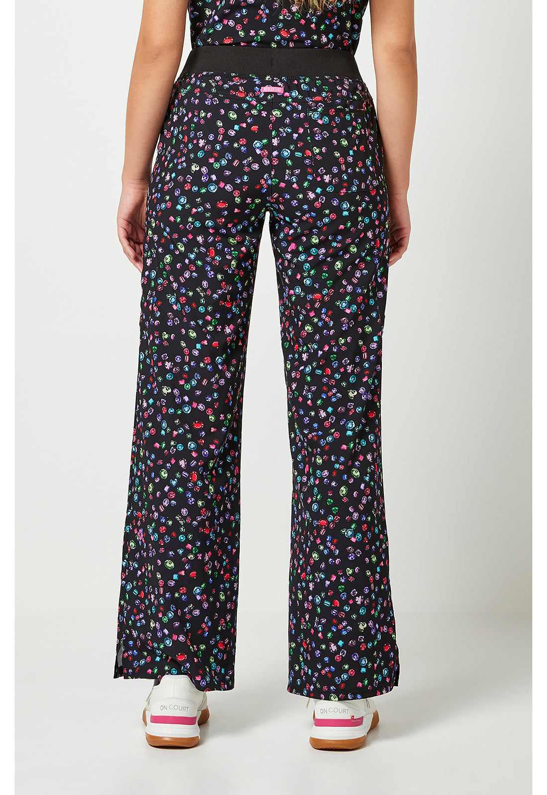Amp MC00016 Women's Wide Leg Scrub Pants Sparkling Jewels