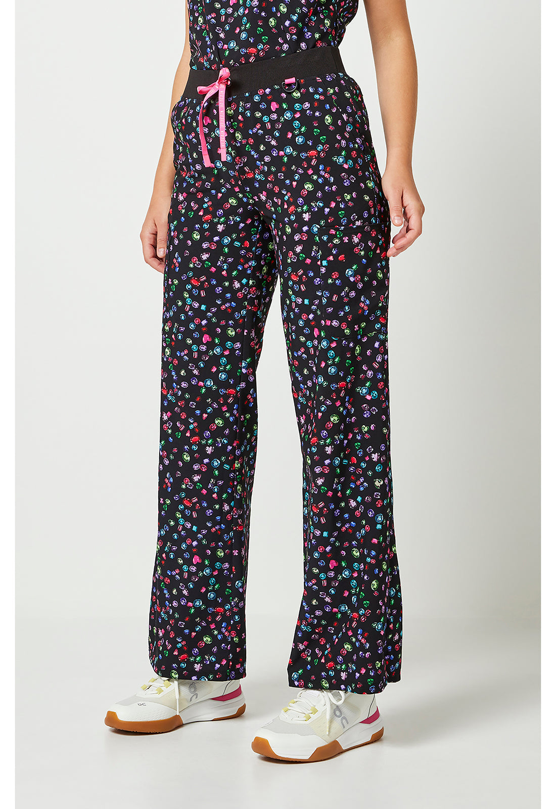 Amp MC00016 Women's Wide Leg Scrub Pants Sparkling Jewels