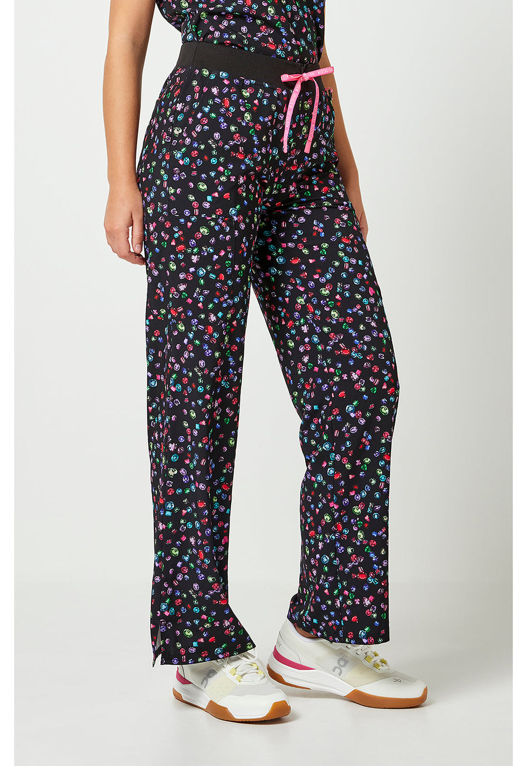 Amp MC00016 Women's Wide Leg Scrub Pants Sparkling Jewels