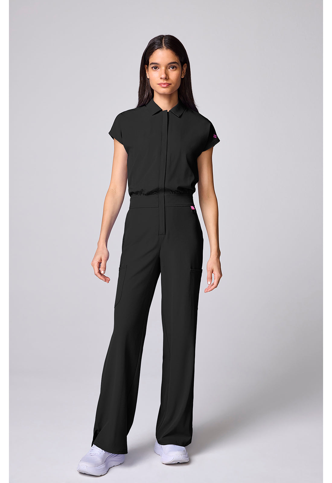 Amp MC00018 Women's Dolman Wide Leg Jumpsuit Black