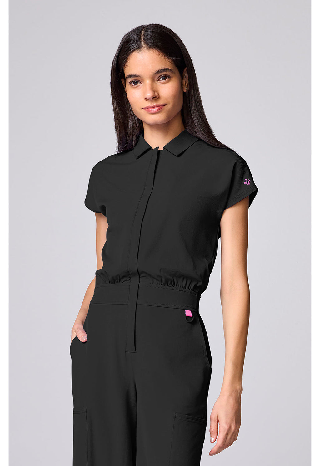 Amp MC00018 Women's Dolman Wide Leg Jumpsuit Black