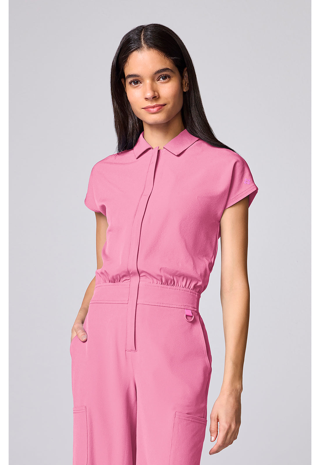 AMP MC00018 Dolman Wide Leg Jumpsuit Pixel Pink
