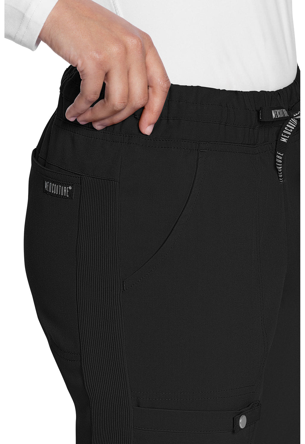 Touch MC007 Natural Rise Drawstring Flare Leg Pants Black