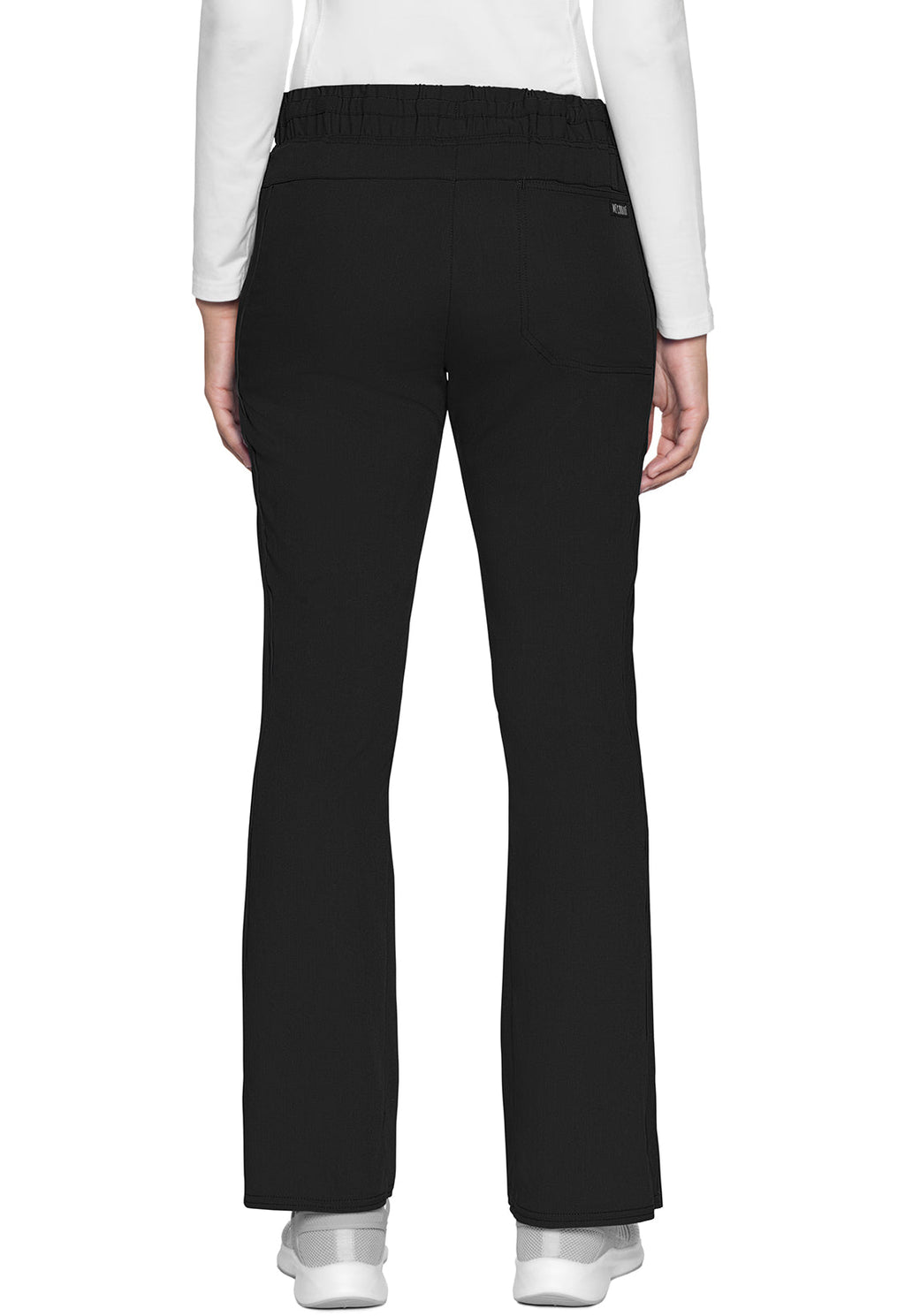 Touch MC007 Natural Rise Drawstring Flare Leg Pants Black Model Image Back | Med Couture
