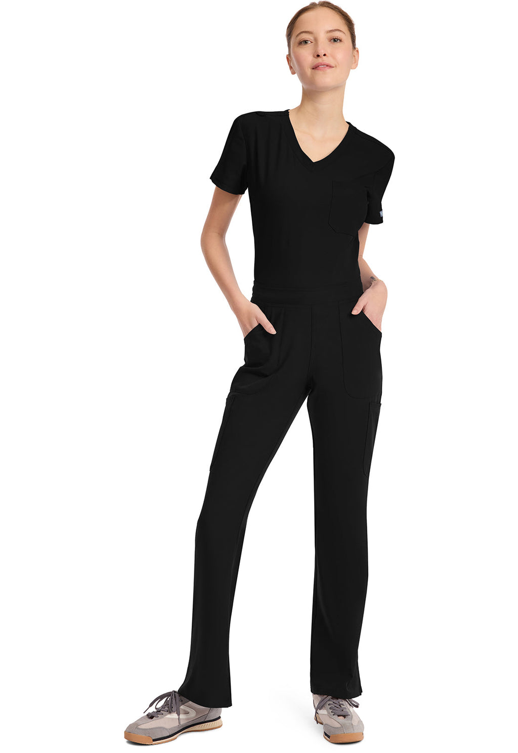Insight MC010 Women's Mid Rise Flare Leg Scrub Pants Black