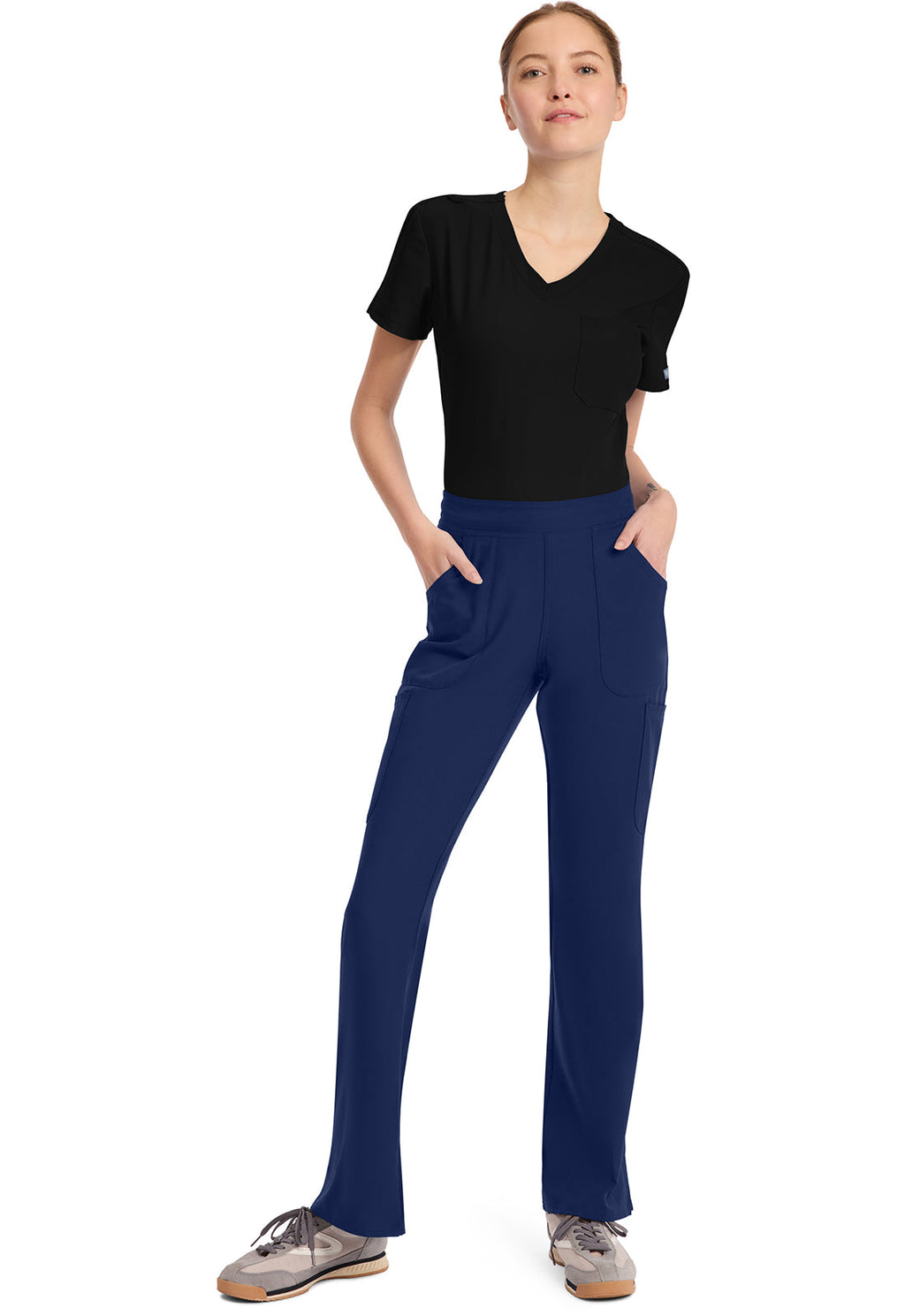 Insight MC010 Women's Mid Rise Flare Leg Scrub Pants Navy