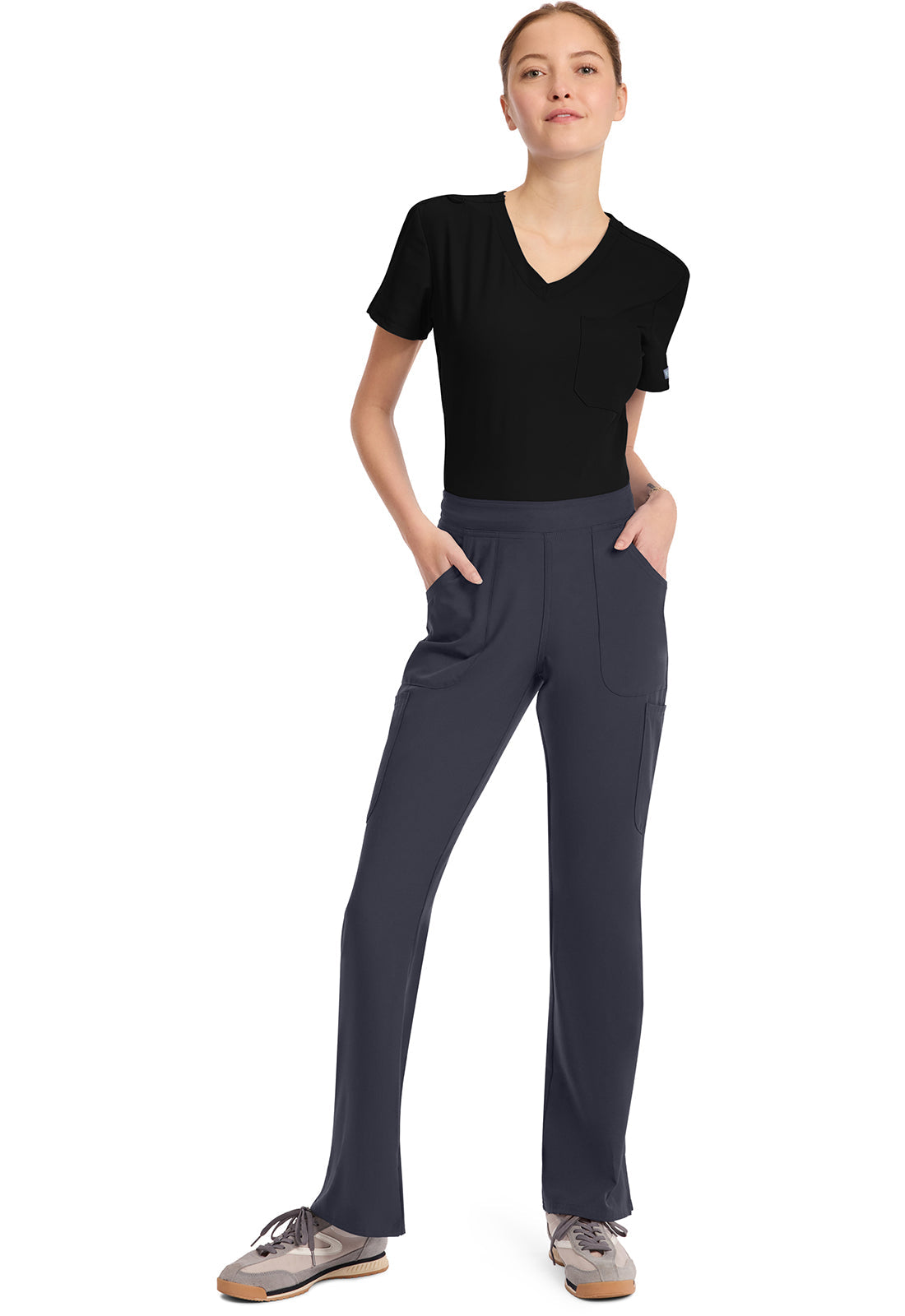 Insight MC010 Women's Mid Rise Flare Leg Scrub Pants Pewter