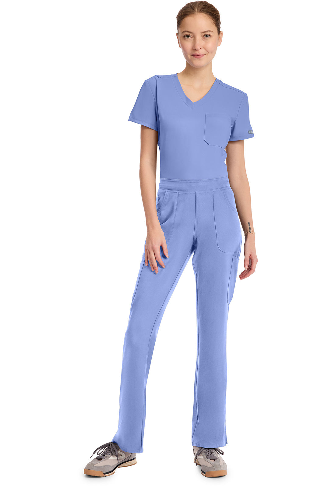 Insight MC010 Women's Mid Rise Flare Leg Pants Ciel